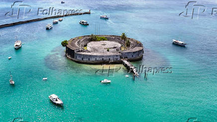 Forte São Marcelo, localizado no meio da Baía de Todos os Santos