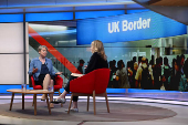 Britain's Home Secretary Yvette Cooper appears on BBC's Sunday with Laura Kuenssberg in London