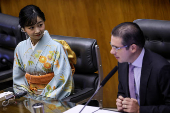 Japan's Princess Kako attends a session in celebration of the 130th anniversary of the establishment of diplomatic relations between Brazil and Japan, in Brasilia