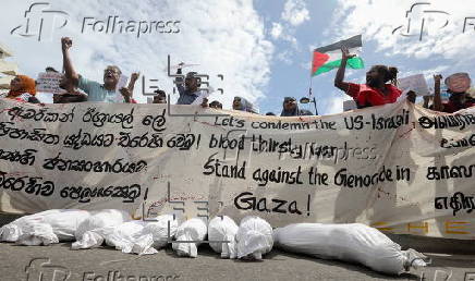 Pro-Palestinian protest outside the US Embassy in Colombo