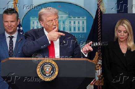 U.S. President Trump meets members of the media at the White House in Washington, D.C