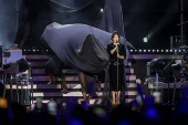 A cantora Lana Del Rey durante seu show no festival Mita, no vale do Anhangabaú