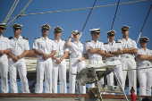 Princess Leonor of Spain transits through Colombian seas aboard the Spanish Navy training ship Juan Sebastian, in Cartagena