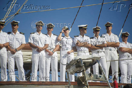 Princess Leonor of Spain transits through Colombian seas aboard the Spanish Navy training ship Juan Sebastian, in Cartagena