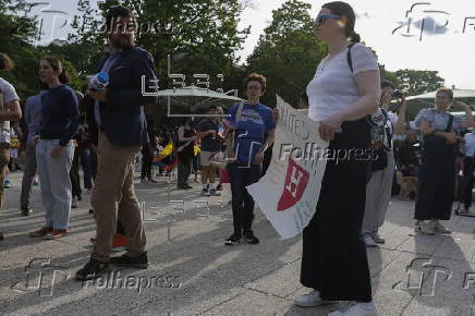 Rally in support of international students at Harvard University