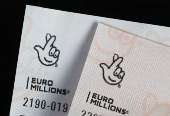 Photo illustration of EuroMillions lottery ticket