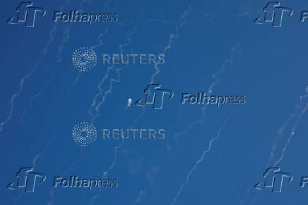 Missiles launched from Iran towards Israel are seen from Ramallah