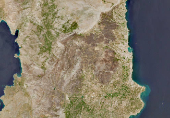 Satellite image shows the aftermath of the fire on the island of Chios