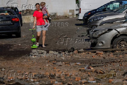 Aftermath of a Russian drone and missile attack in Kyiv