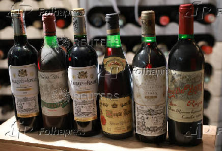 Bottles of European wines are pictured in a wine cellar in Berlin