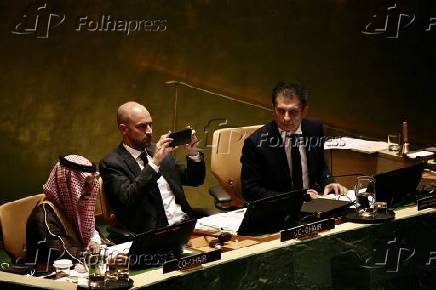 conferência internacional de alto nível para a solução pacífica da questão da Palestina e a implementação da solução de dois Estados.