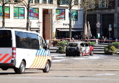 Car burns out on Dam Square in Amsterdam