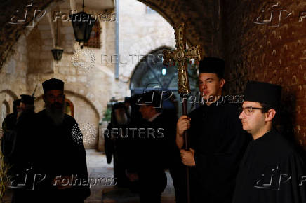 Christian worshippers attend a Palm Sunday procession in Jerusalem
