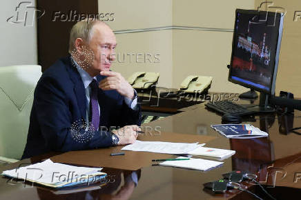 Russian President Putin chairs a meeting of the State Council via video link, outside Moscow