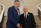 Russian President Putin greets foreign leaders before parade marking WW2 victory anniversary in Moscow