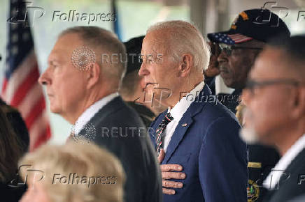 Former U.S. President Biden attends a ceremony at Veterans Memorial Park in New Castle