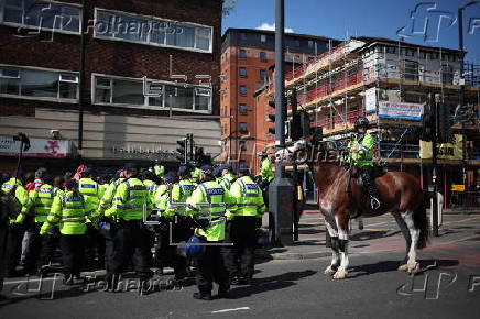Britain First group hold 'March for Remigration' in Manchester