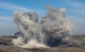 Smoke billows from Nabatieh district, following Israeli strikes, according to two Lebanese security sources, as seen from Marjayoun