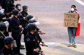 Protest against federal immigration sweeps, in Los Angeles