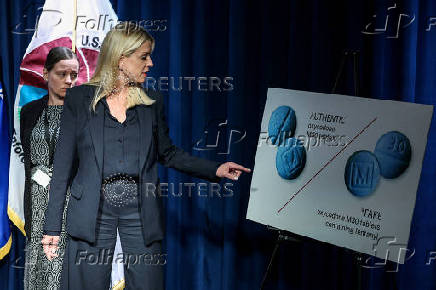 U.S. Attorney General Pam Bondi and acting Drug Enforcement Administrator (DEA) Robert Murphy hold a press conference, in Arlington