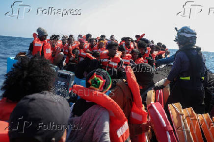 Sea-Watch 5 migrant search and rescue ship rescues migrants at the SAR zone off Libya