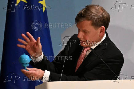 Newly appointed German Foreign Minister Johann Wadephul delivers his speech during a handover ceremony of the German Foreign Ministry to the new government in Berlin