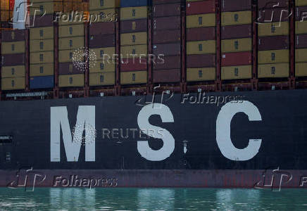 FILE PHOTO: Stacks of containers are seen on the ship MSC Nela at Malta Freeport in the port of Marsaxlokk