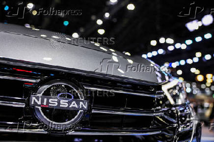 FILE PHOTO: The Nissan logo is displayed at the 46th Bangkok International Motor Show in Bangkok, Thailand, March 24, 2025.