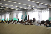Muslim pilgrims hurl stones during 'stoning of the devil' ritual, in Mina