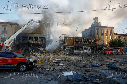 Aftermath of a Russian drone and missile attack in Kyiv