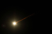 A missile launched from Iran is seen from Jerusalem