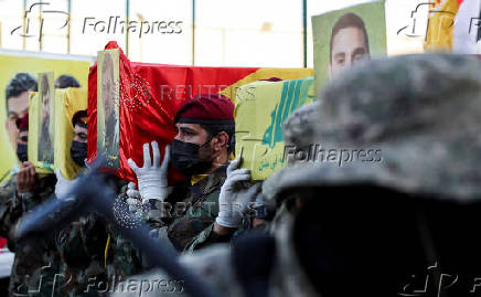 Funeral of Haider al-Moussawi and head of the security unit in the Shi'ite armed group Kataib Sayyid al-Shuhada, and senior Hezbollah figure Abu Ali Khalil, in Baghdad