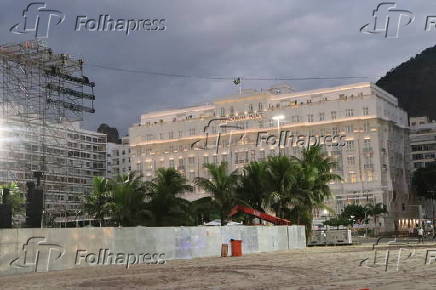 Vista do Copacabana Palace onde Lady Gaga está