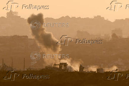 Smoke rises from Gaza after an explosion