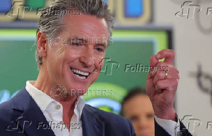California Governor Newsom speaks at the Clinton Elementary School, in Compton
