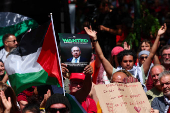 Protest against conditions in Gaza, demanding that the caretaker government impose sanctions against Israel, in Brussels