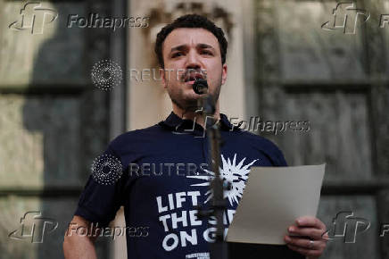 Welcome rally for Columbia University graduate student Mahmoud Khalil, in New York City
