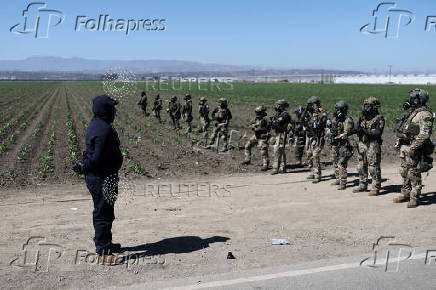 U.S. federal agents and immigration officers raid an agricultural facility in Camarillo