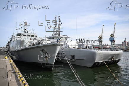 Warships of NATO countries moored at the Port of Gdansk