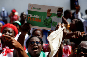 Partisans of PDCI (Democratic Party of Cote d'Ivoire) protest at their headquarters in Abidjan