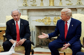 FILE PHOTO: U.S. President Trump meets Israeli PM Netanyahu in Washington