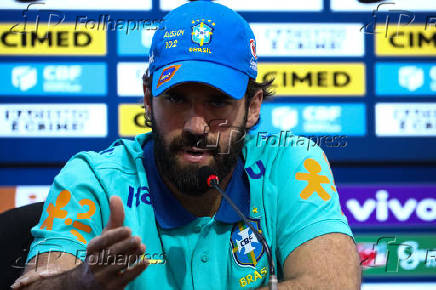 Coletiva de imprensa do goleiro Alisson da Seleção Brasileira em São Paulo