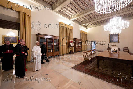 Pope Leo XIV visits the Apostolic Palace after it was unsealed, at the Vatican