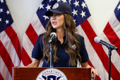 U.S. Secretary of Homeland Security Kristi Noem holds a press conference, in Los Angeles