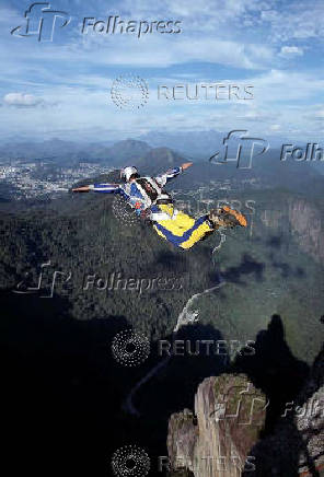 FILE PHOTO: Austrian base-jumper Felix Baumgartner, 32, jumps oFf the 