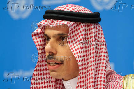U.N. conference hosted by France and Saudi Arabia to work towards a two-state solution between Israel and the Palestinians, in New York