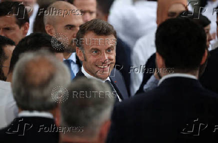 French President Macron inaugurates EssilorLuxottica laboratory in Wissous