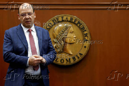 FILE PHOTO: Press conference at the Central Bank of Colombia, in Bogota