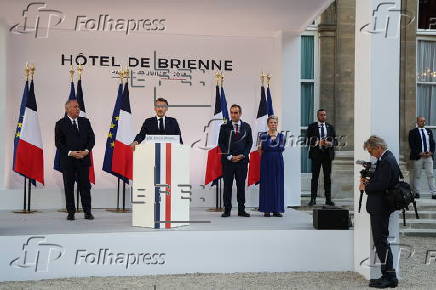 French President Emmanuel Macron addresses the armed forces