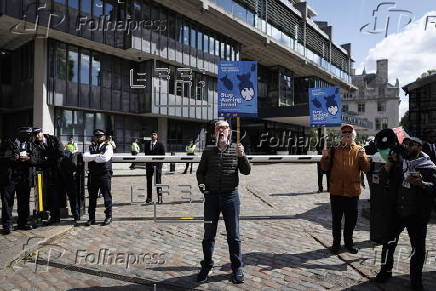 Pro-Palestinian protest outside Barclays annual general meeting in London